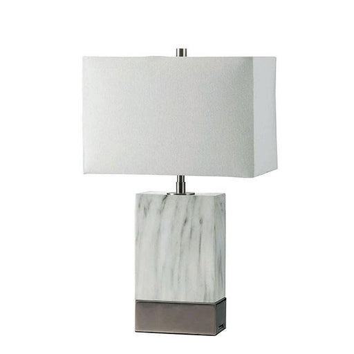 Faith White Marble/Silver 20"H White Marble Steel Table Lamp - The Mattress Center (Fresno,CA)