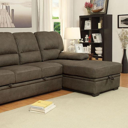 ALCESTER Brown & Gray Sectional w/ Sleeper, Ash - The Mattress Center (Fresno,CA)