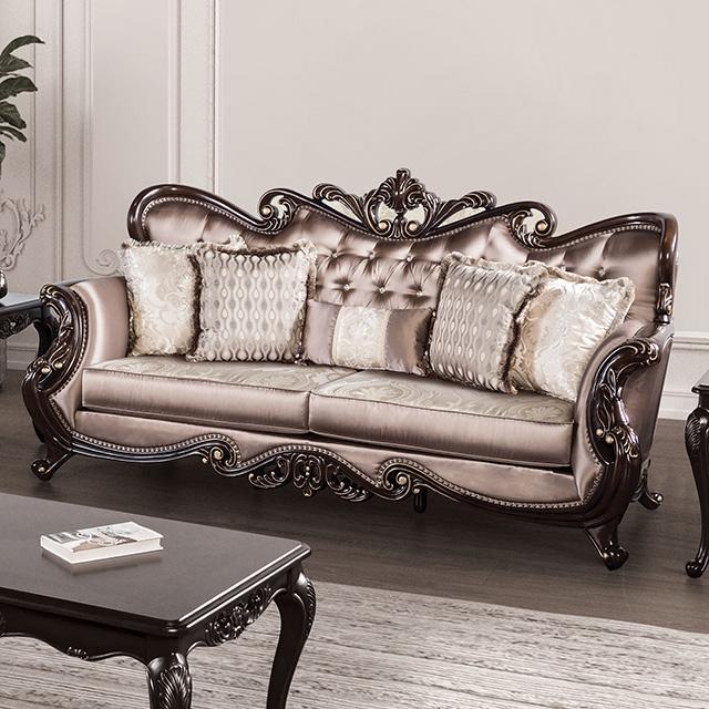 Albacete Sofa Campage & Walnut - The Mattress Center (Fresno,CA)