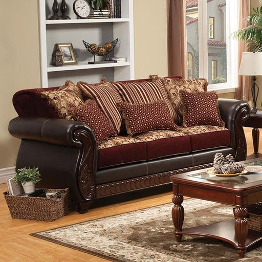Franklin Burgundy/Espresso Sofa, Burgundy - The Mattress Center (Fresno,CA)