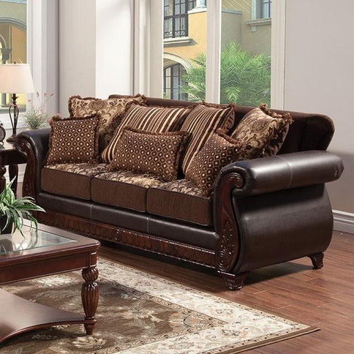 Franklin Dark Brown/Tan Sofa, Dark Brown - The Mattress Center (Fresno,CA)