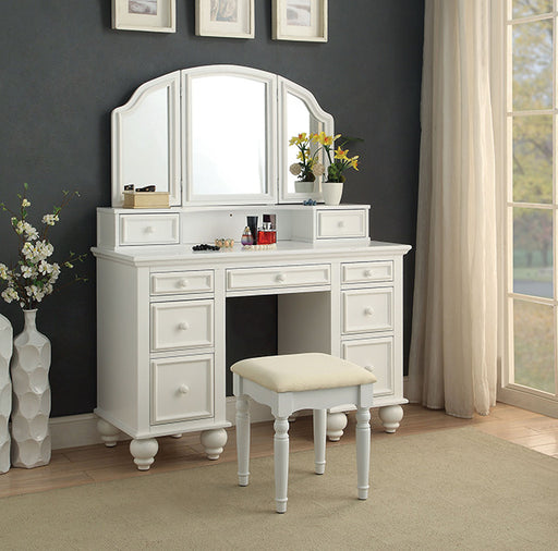 ATHY White Vanity w/ Stool - The Mattress Center (Fresno,CA)
