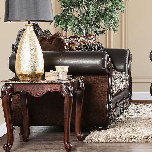 JAMAEL Brown/Espresso Love Seat - The Mattress Center (Fresno,CA)