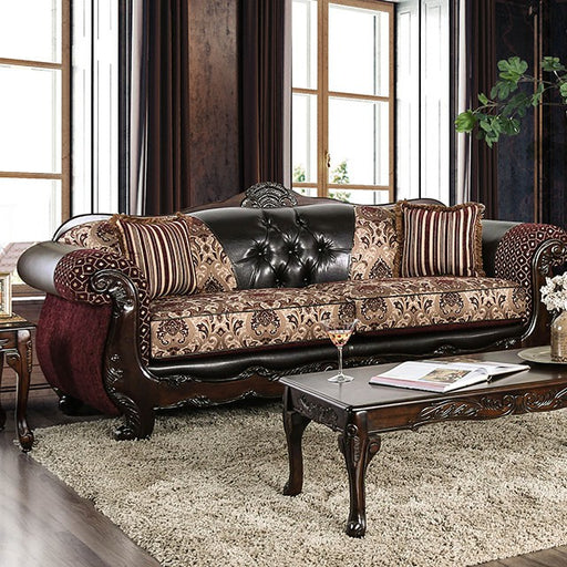 Quirino Burgundy/Dark Brown Sofa - The Mattress Center (Fresno,CA)